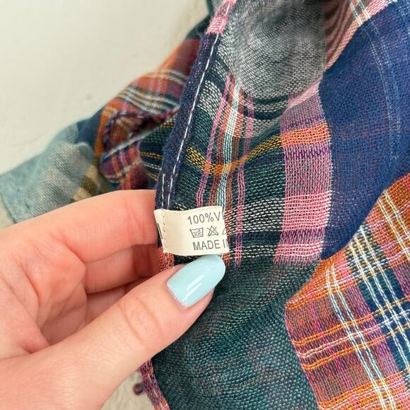 Plaid Multicolor Fringe Scarf Shawl - Picture 10 of 11